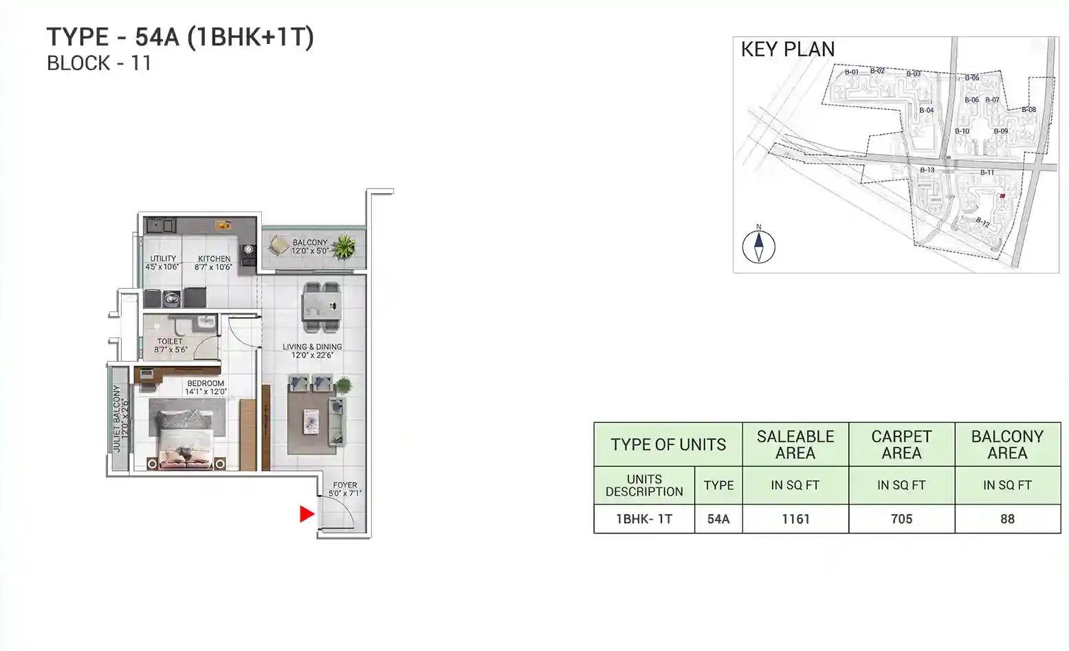 2 BHK Floor Plan