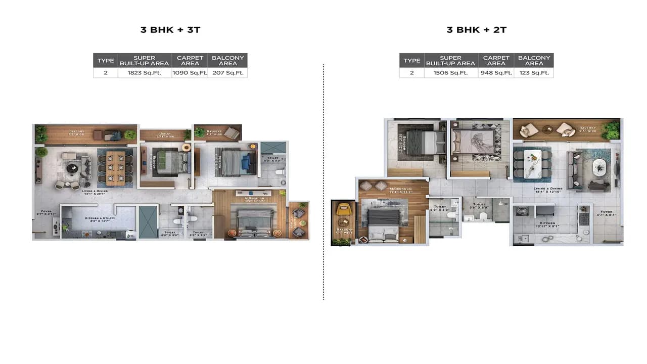 3 BHK Floor Plan